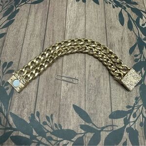 Gold Double Curb‎ Link Magnetic Closure Bracelet B4